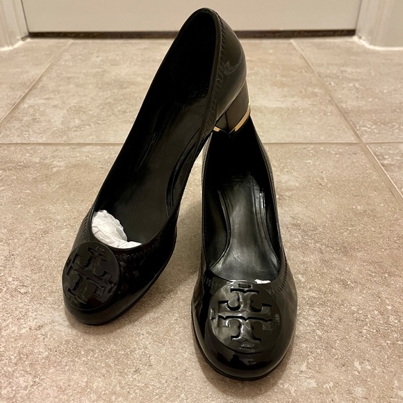 Tory Burch Shoes - Black Patent Leather Tory Burch Block Heels